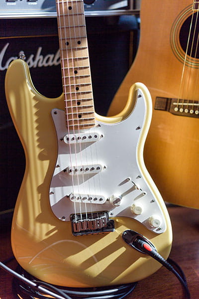 Fender guitar with Marshall amp