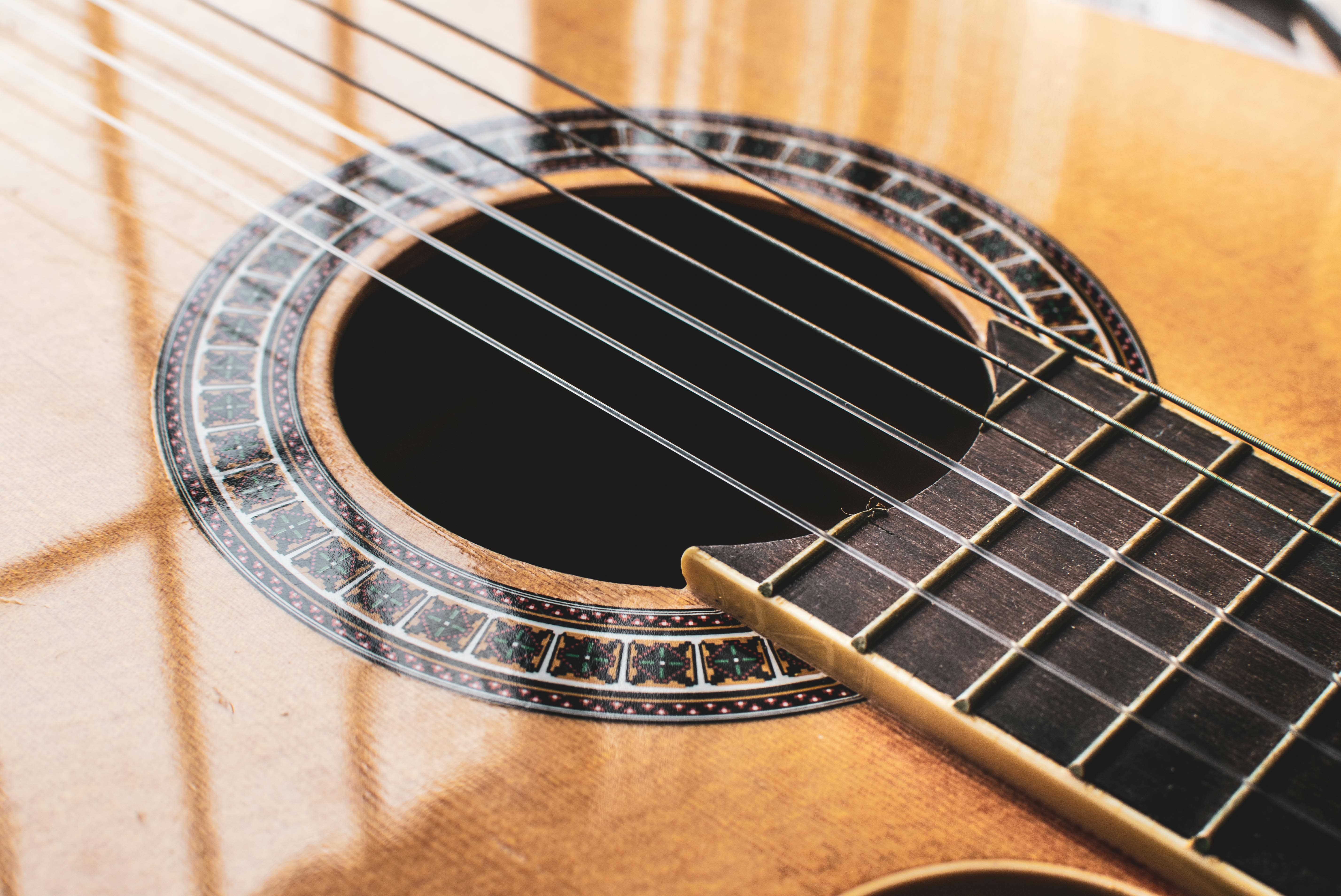 Close up of Spanish guitar